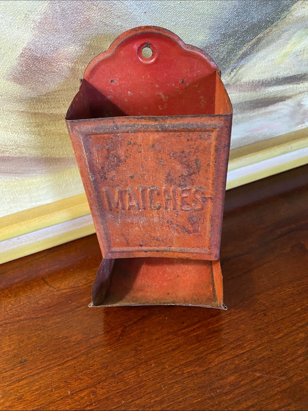 Tin Match Box Holder Designed To Mount To the Wall.